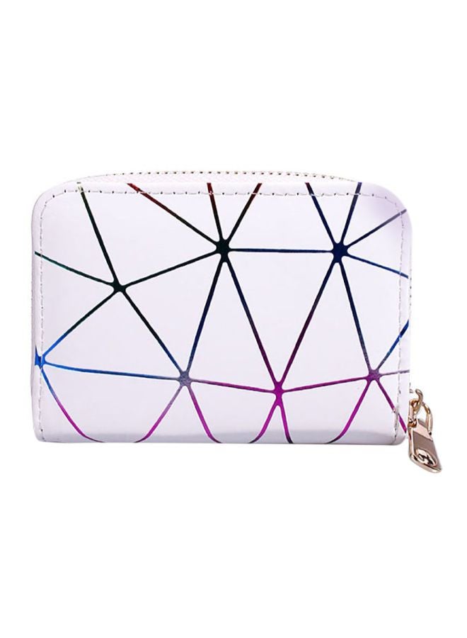 Sharpdo Rhombic Patterned Women Card Holder Bag White/Black/Purple - Image 1